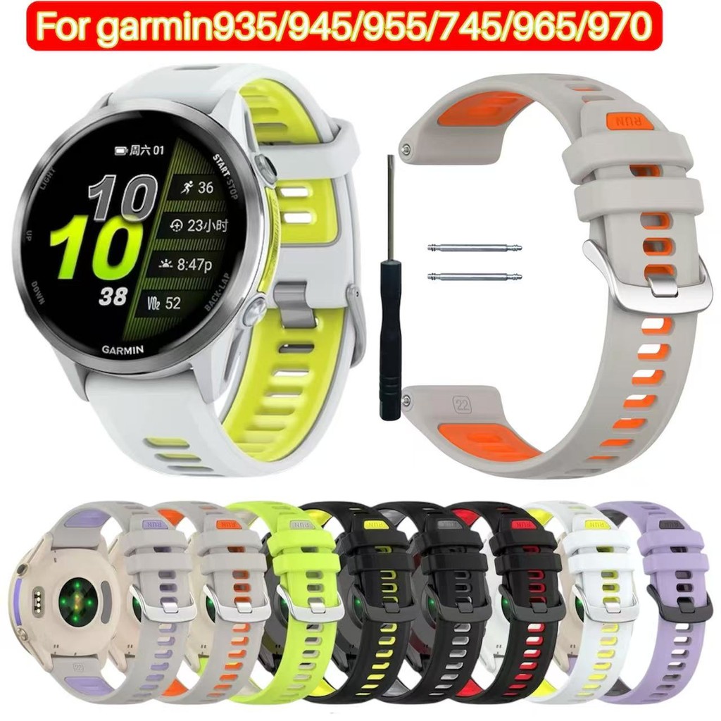 สายนาฬิกาGarmin fenix5/fenix6/forerunner745/970/935/945/955/965/Descent G1/s62/s60สายชิลิโคนสองสี