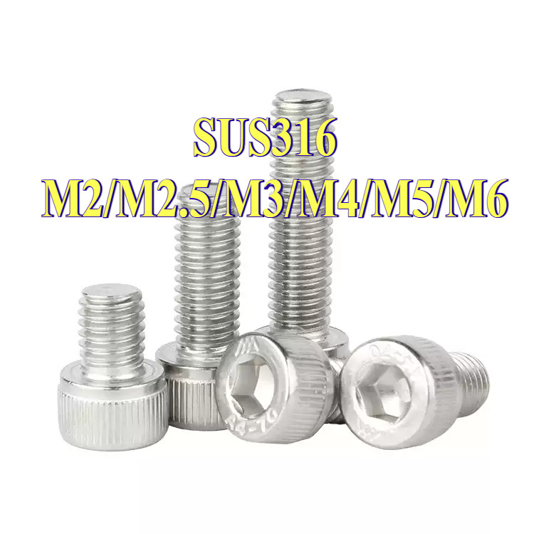 หัวจม สแตนเลส 316  น็อต สกรู เกลียวมิล  Hex Socket Head Cap Machine Screw SUS316 M2/M2.5/M3/M4/M5/M6 * L4-150 มม.FS-MB-2 - รูปที่ 5