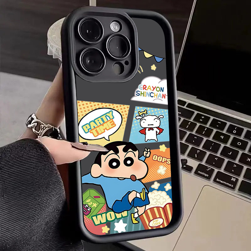 ปลอกสําหรับ Xiaomi POCO F6 X3 X5 F5 X6 M6 Pro F3 Mi 13T 14 12T 12 13 14T Pro Mi 11 Lite 5G NE การ์ตูน Crayon Shin Chan Popcorn พิมพ์ซิลิโคนกันกระแทกฝาครอบ