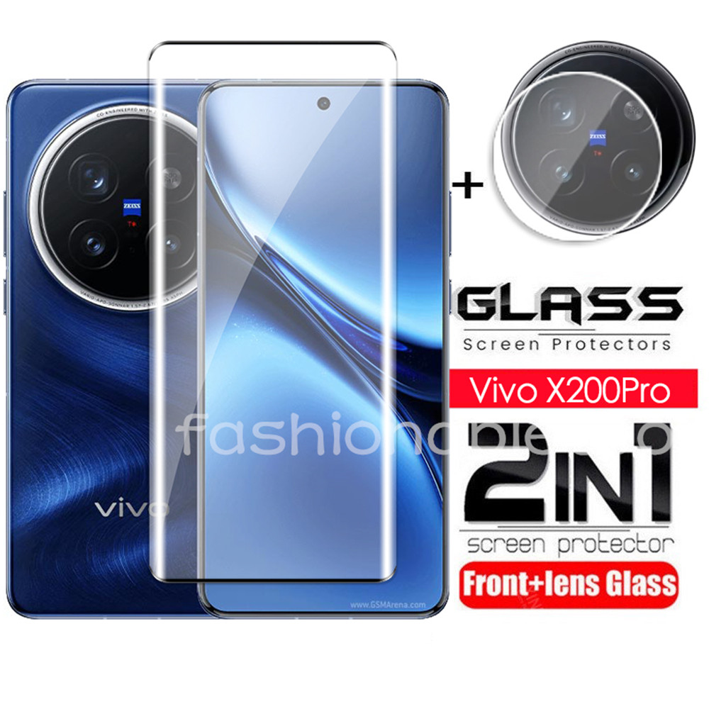 2 in 1 ป้องกันหน้าจอฟิล์มกระจกนิรภัยสําหรับ Vivo X100 X200 pro mini X200pro mini X200promini X100spro X 200 VivoX200pro กล้องกลับเลนส์ป้องกันคลุมทั้งหมดฟิล์มด้านหน้า