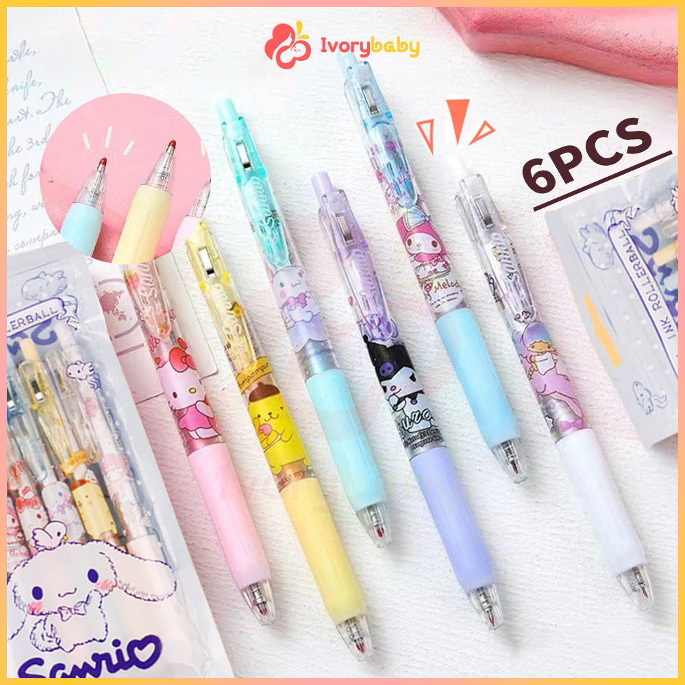 IVORYBABY ปากกา Sanrio ปากกาเจล น่ารักการ์ตูน Kulomi ปากกาเจลใส 0.5 มม. อุปกรณ์เครื่องเขียนนักเรียน แห้งเร็ว