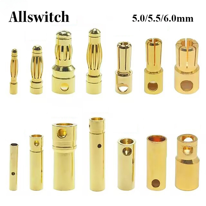 5 ชิ้น RC Gold Bullet Banana Connector ปลั๊กสําหรับ ESC Lipo RC แบตเตอรี่ปลั๊ก 5.0 มิลลิเมตร 5.5 มิลลิเมตร 6.0 มิลลิเมตร