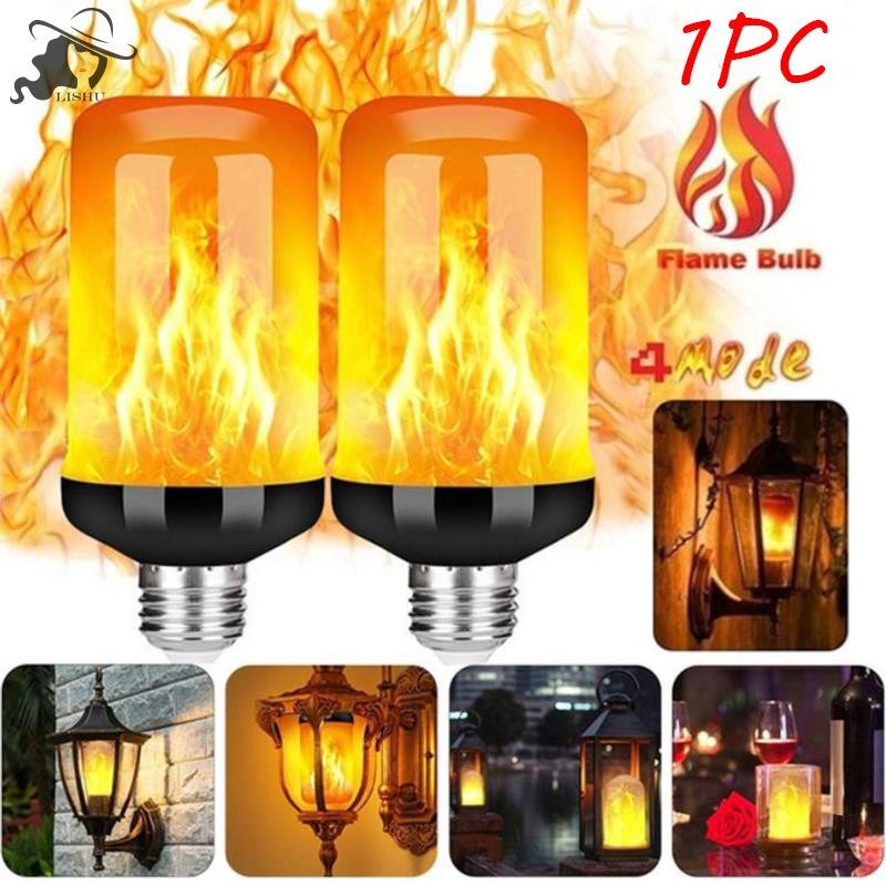 Lishu 1 ชิ้น LED เปลวไฟผลหลอดไฟ E27 จําลองธรรมชาติ Flicker โคมไฟตกแต่ง th