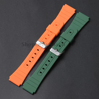 18 มม.สายนาฬิกากีฬาสําหรับ Casio สร้อยข้อมือยางซิลิโคนนาฬิกาสําหรับ A158 A168 AE1200 AE1300 F105 F108 F84 W800H SGW400 สายคล้อง