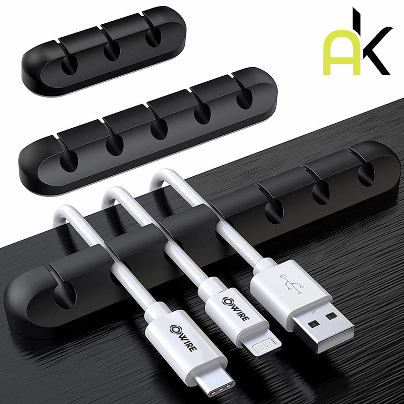 AK Cable Organizer ซิลิโคนจัดระเบียบสาย USB Winder คลิปการจัดการสายเคเบิลที่ยืดหยุ่นสำหรับหูฟัง เมาส์