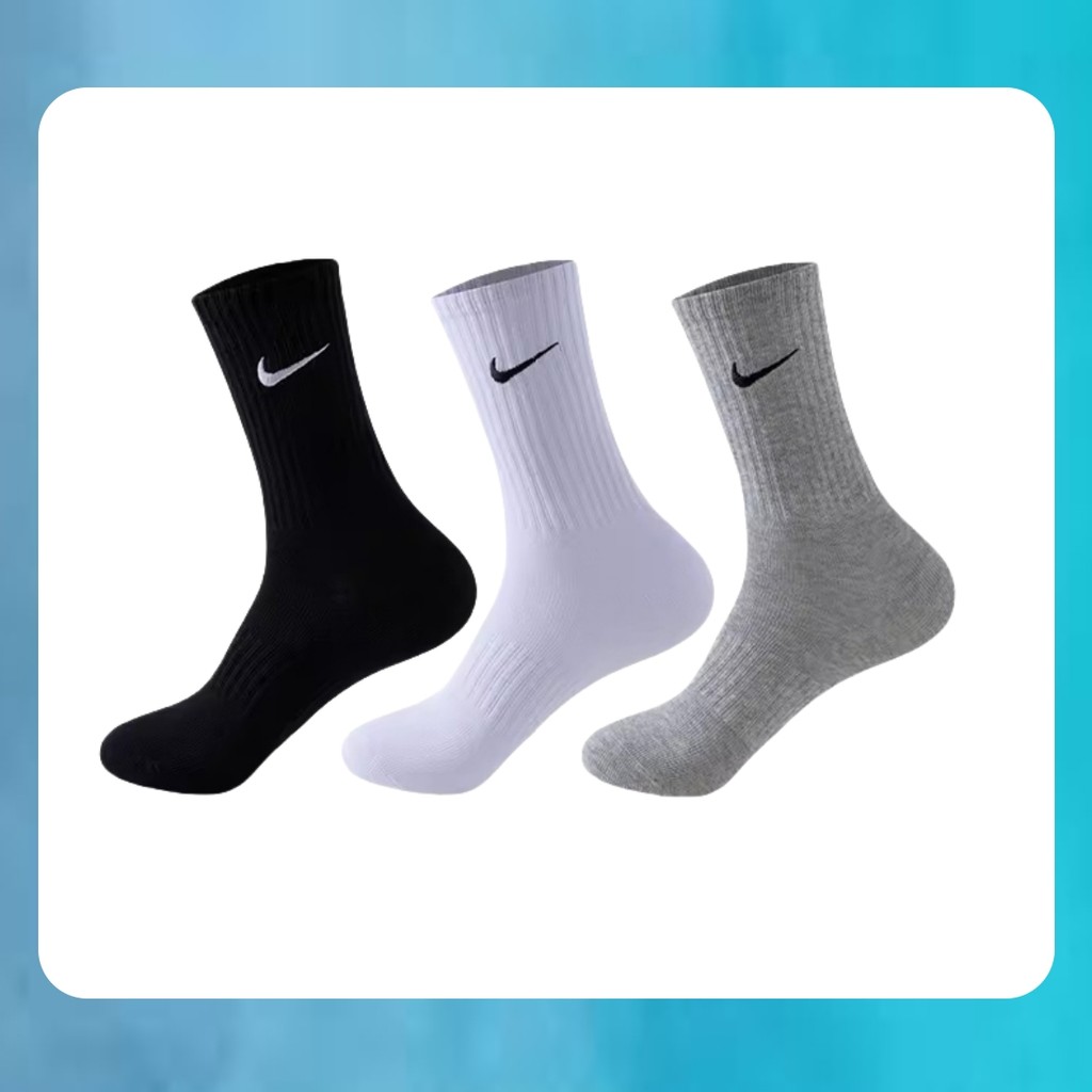 Nikeถุงเท้าบาสเก็ตบอล ข้อยาว สีดําสีขาว สําหรับผู้ชาย 1 คู่ กีฬา ถุงเท้าวิ่ง ใส่ทำงาน ใส่ได้ทั้งชายหญิง เนื้อนุ่มใส่สบาย