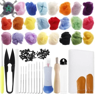 ตุ๊กตา DIY ใยขนแกะ พร้อมส่ง Needle Felting Kit จิ้มขนเฟลท์ พวงกุญแจ ทำมือ ตุ๊กตาใยขนแกะ ปักเฟลท์ พวงกุญแจ ทำมือ จิ้มเฟลท์ ปัก Random Color Wool Felt Handmade Felt Needle DIY Finger Cots Hand Craft Foam Wool Kit
