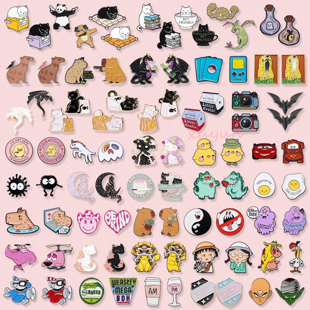 2 ชิ้น/เซ็ตการ์ตูนออกแบบเคลือบ Pins แมวน่ารักหวาน Capybara ป้ายคู่ Besties เข็มกลัดโลหะเสื้อผ้าป้ายเครื่องประดับของขวัญ