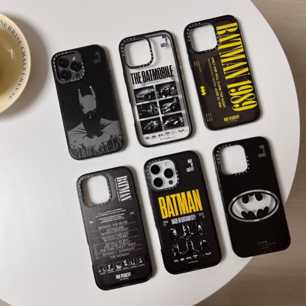 Casetifg Batmanกันกระแทกแม่เหล็กชาร์จเคสโทรศัพท์พร้อมกล่องสําหรับiPhone 16 12 13 14 15 Pro Max 16 Plusล้างนุ่มด้านข้างซิลิโคนป้องกันปลอกอะคริลิคปกแข็ง
