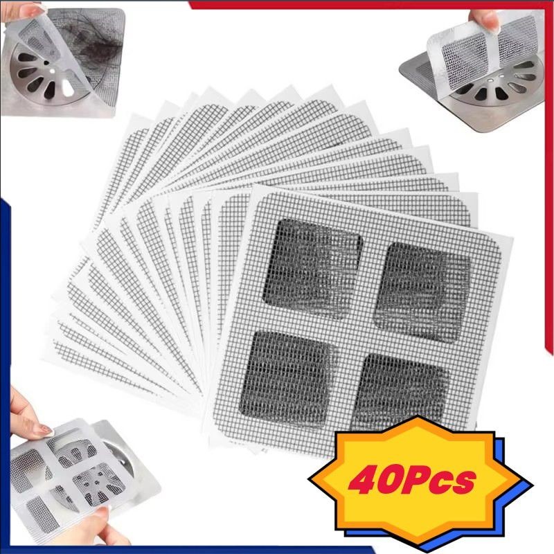 10/20/30/40pcs ทิ้งท่อระบายน้ํา Catcher ตาข่าย Anti-blocking กรองท่อระบายน้ําชั้นสติกเกอร์ฝาครอบอาบน้ําห้องครัวห้องน้ําอ่างล้างจาน