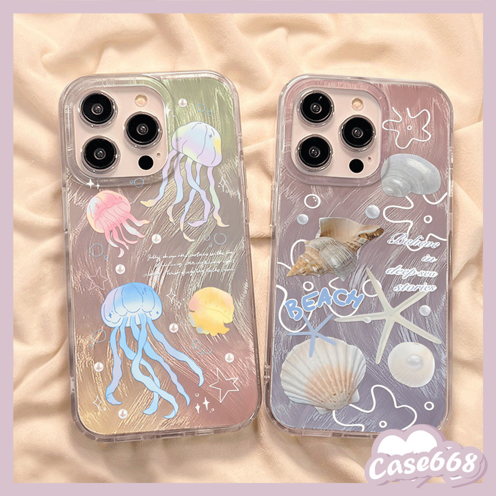 แฟชั่นบีชแมงกะพรุนซอฟท์ เคสOPPO A38 A5s A17 A12 A7 A15 A58 Reno 11 5 6 10 8T A3s A31 A5 A9 A98 A57 A31 A77