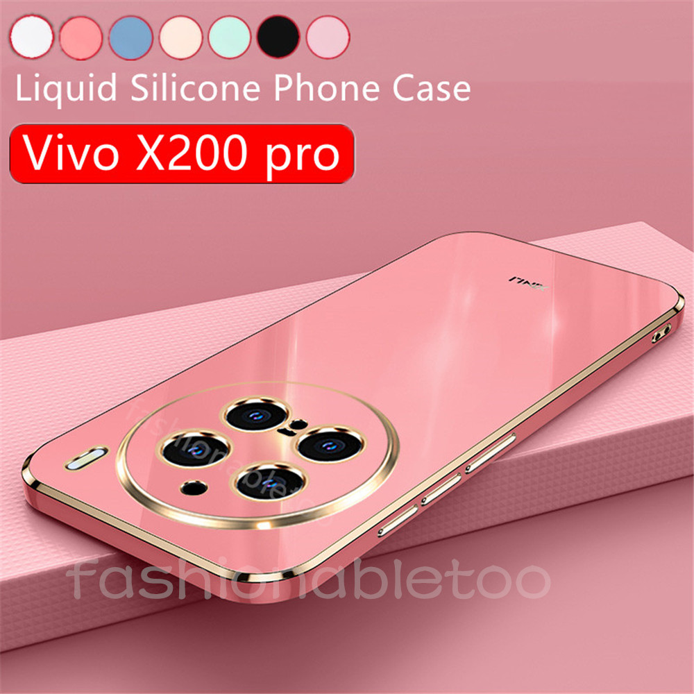 ปลอกสําหรับvivo X100 X200 pro mini X200pro mini X200promini X 200 VivoX200 pro VivoX200proสแควร์ชุบเคสโทรศัพท์แฟชั่นคู่ซิลิโคนอ่อนนุ่มกล้องเลนส์กันกระแทกปกหลัง