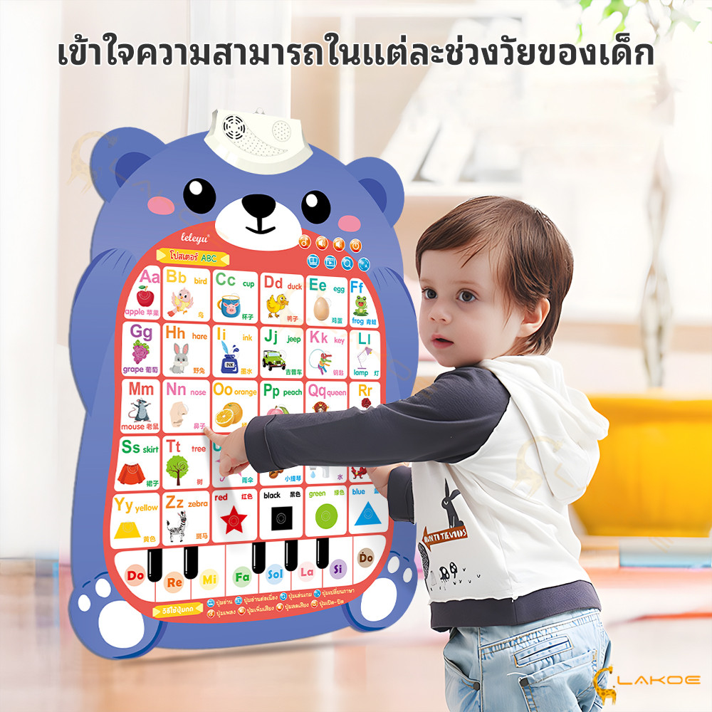 LAKOE โปสเตอร์แบบหัดอ่าน สำหรับเสริมพัฒนาการเด็ก แผ่นการเรียนรู้ แผ่นภาพโปสเตอร์ - รูปที่ 2