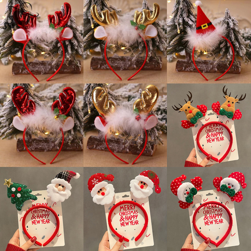 Lishu ปีใหม่คริสต์มาสผม Hoop Xmas Elk Horn Bell เลื่อม Merry Christmas ตกแต่ง Party เทศกาลอุปกรณ์เด็กของขวัญ th