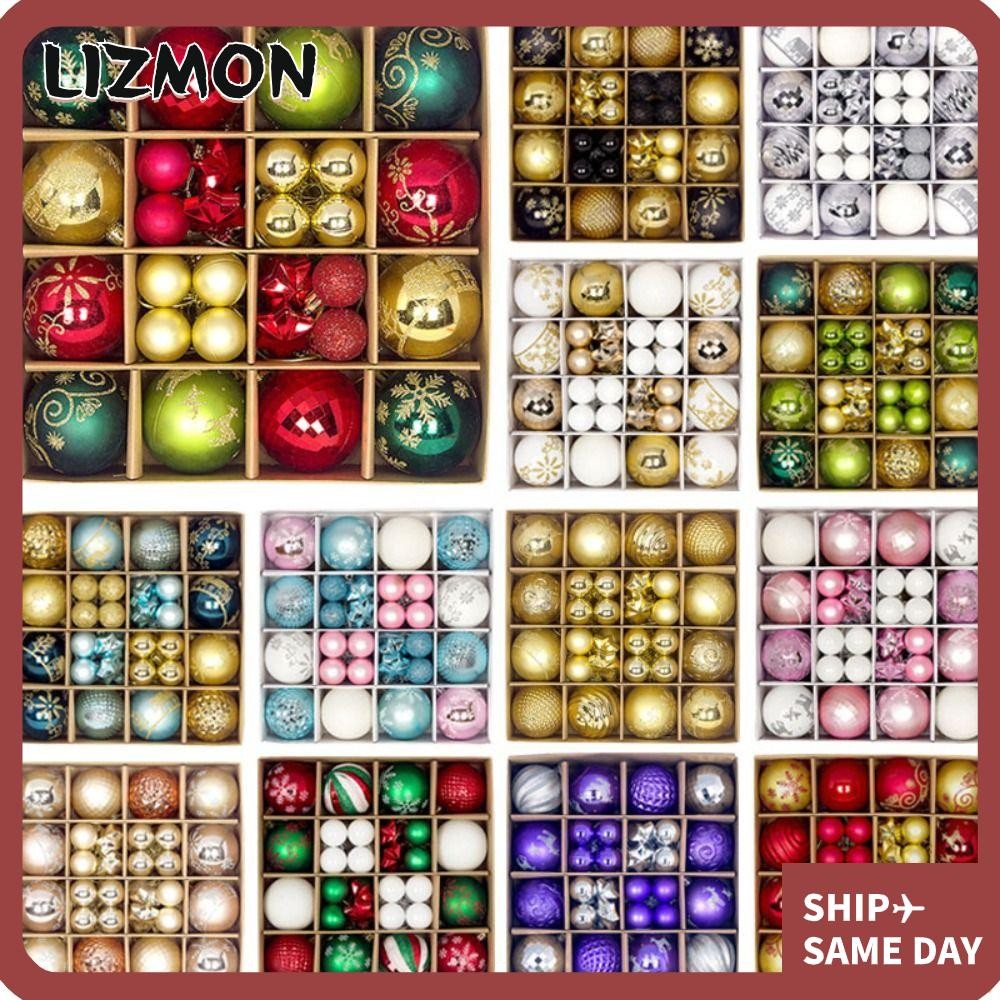 Lizmon 44PCS Christmas Ball ชุด, 3-6 ซม. Suspensable Christmas Tree Balls,ทนทาน 10 สีพลาสติก Xmas เครื่องประดับ Ball ฉากอุปกรณ์