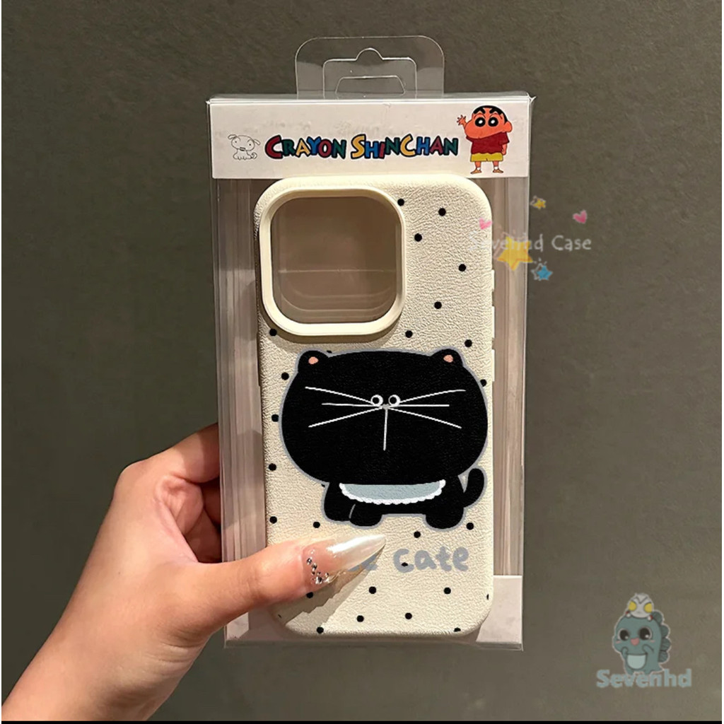 ปลอกสําหรับiphone 11 16 15 14 13 12 Pro Max XR X XS 8 7 6 6s Plusการ์ตูนน่ารักCateลูกแมวสีดํากรณีตลกหนังMatteลิ้นจี่แบบHigh-end Ultra Thin Soft Touchเคสโทรศัพท์