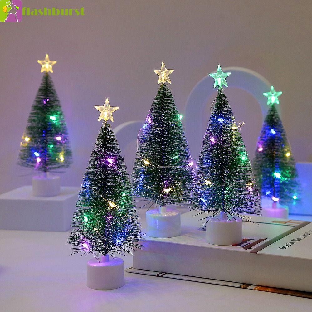 Flashburst ต้นคริสต์มาส Night Light, พลาสติก DIY หัตถกรรม LED สีสัน Luminous ต้นคริสต์มาส, ประณีต Mini สีเขียวประดิษฐ์ Xmas ต้นไม้เครื่องประดับเด็กคริสต์มาสของขวัญ
