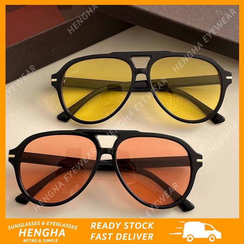 (HENGHA) แว่นกันแดดกรอบขนาดใหญ่สีลูกกวาด Western Retro Aviator แว่นกันแดดสําหรับผู้หญิง