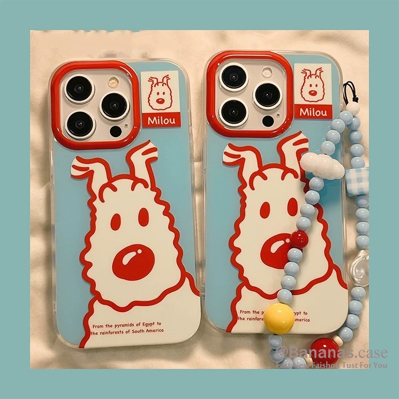 Iphone 16 15 14 13 12 11 Pro Max X Xr Xs Max 7 8 Plus SE2020 เคสโทรศัพท์น่ารัก Puppy + Lanyard Clear Soft ฝาหลัง