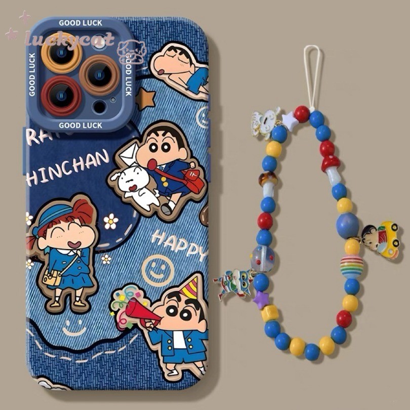 Iphone 16 15 14 13 12 11 Pro Max X Xr Xs Max 7 8 Plus SE2020 เคสโทรศัพท์การ์ตูนน่ารักสวมใส่เครื่องแบบXiao Xin + Lanyardนุ่มปกหลัง