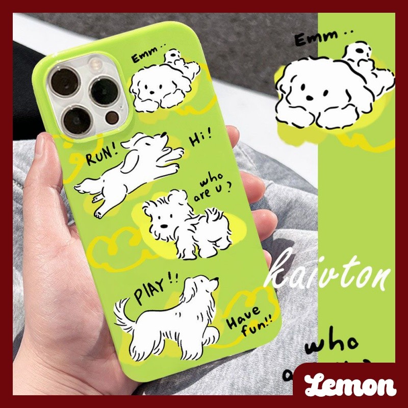 [Lemon] เคสโทรศัพท์มือถือนิ่ม เรืองแสง ลายกราฟฟิตี้สุนัข สีเขียววาว สําหรับ iPhone 14 14pro 14promax 7 8 7plus 8plus 11 12 X XS XR XSMAX 11pro 12pro 11promax 12promax 13 13promax 13promax
