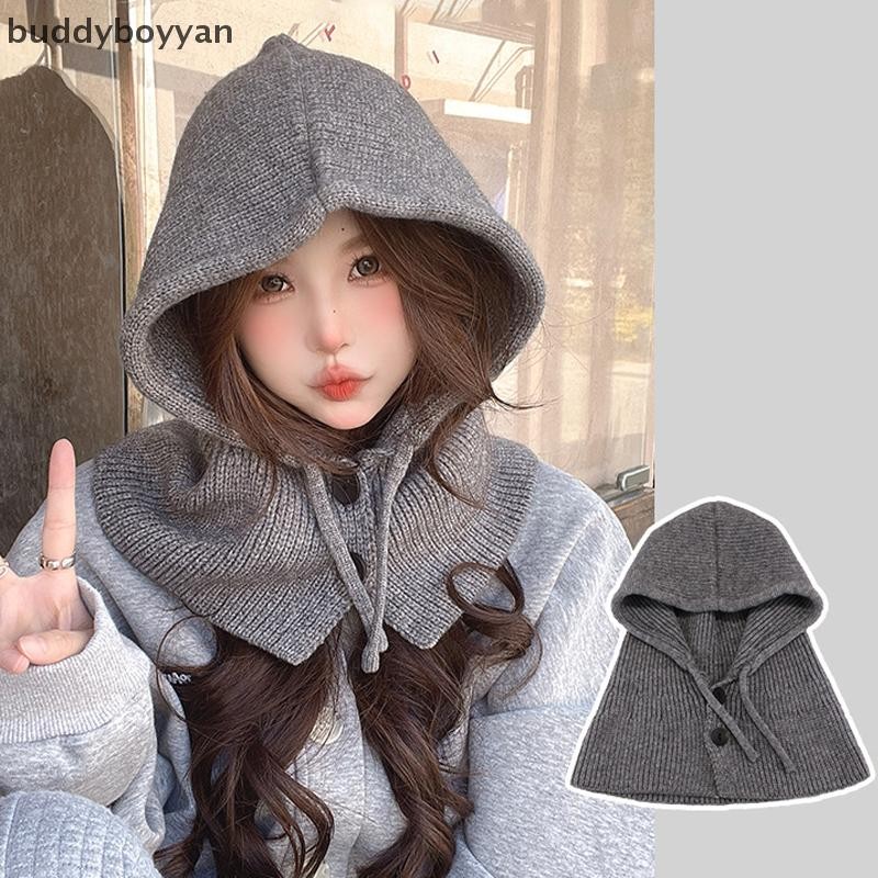 Bbth ฤดูหนาว Balaclava หมวก Warm ถักผู้หญิง Hood หมวกสีทึบ One-piece คอ Pullover หมวกกลางแจ้ง Cashmere หมวก Vary