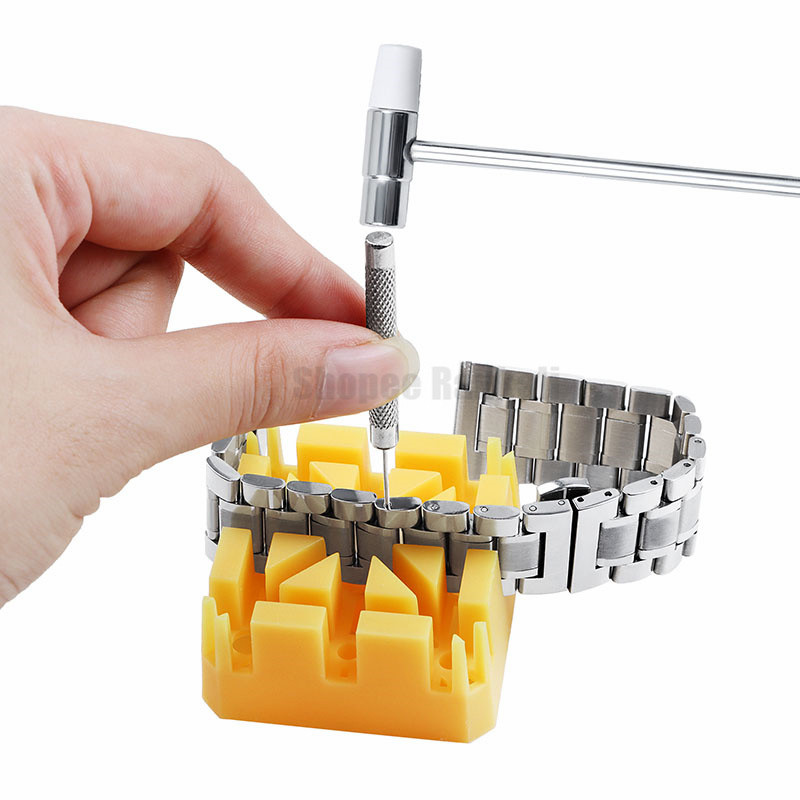3/6/9 ชิ้นนาฬิกา Link Chain Removal เครื่องมือนาฬิกาปรับความยาวค้อน Punch Pins Strap Holder Kit นาฬิกาซ่อมเครื่องมือสําหรับช่างซ่อมนาฬิกา