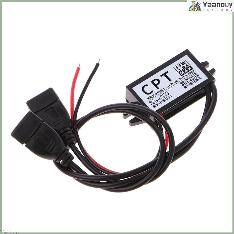 Yaa DC Converter 12V ถึง 5V 3A คู่ 2 USB To Auto Power Regulator แรงดันไฟฟ้าขั้นตอนลง 15W 3A รวม 50mV MAX 20M-band widt