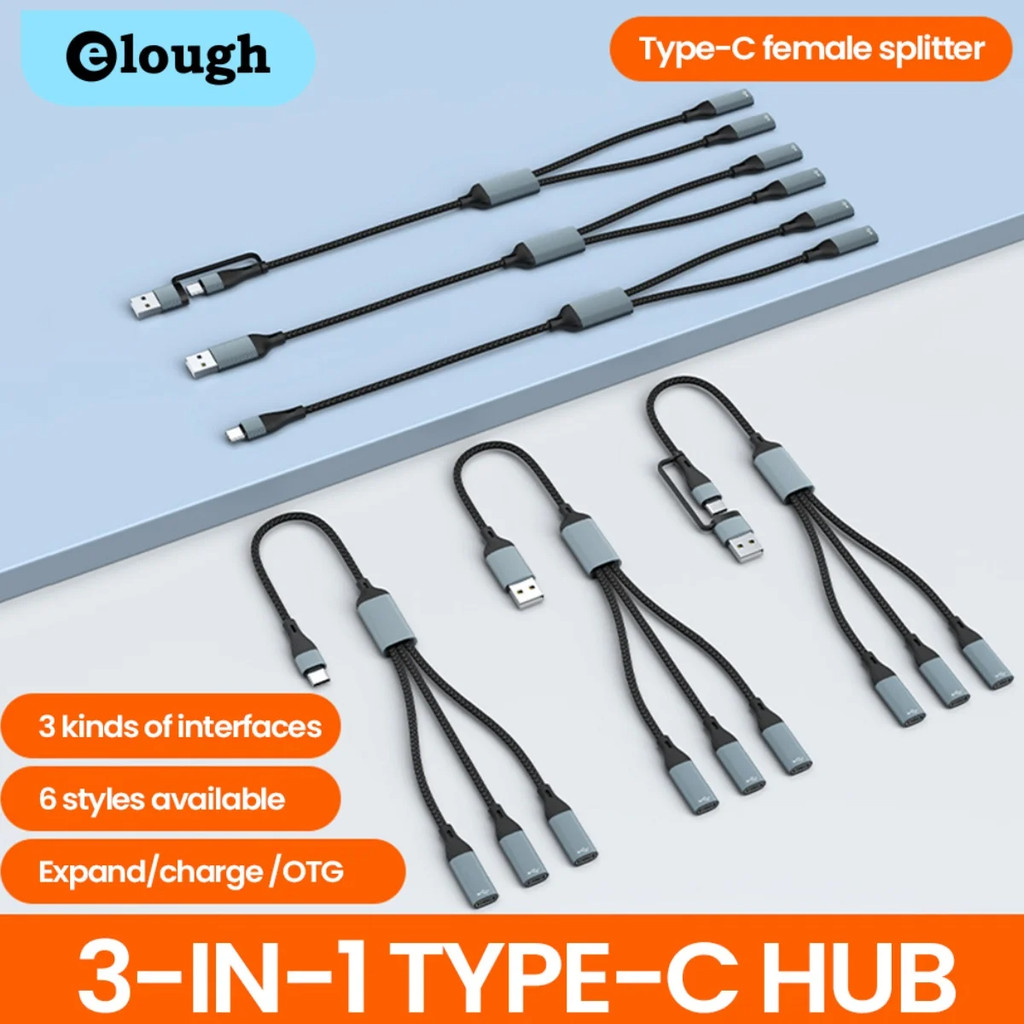 Elough USB/Type C ชายหลายพอร์ต Type-C Multi-interface คอมพิวเตอร์ Docking Station สายชาร์จ Transfer Splitter อะแดปเตอร์ขยายส่งข้อมูลอะแดปเตอร์ OTG