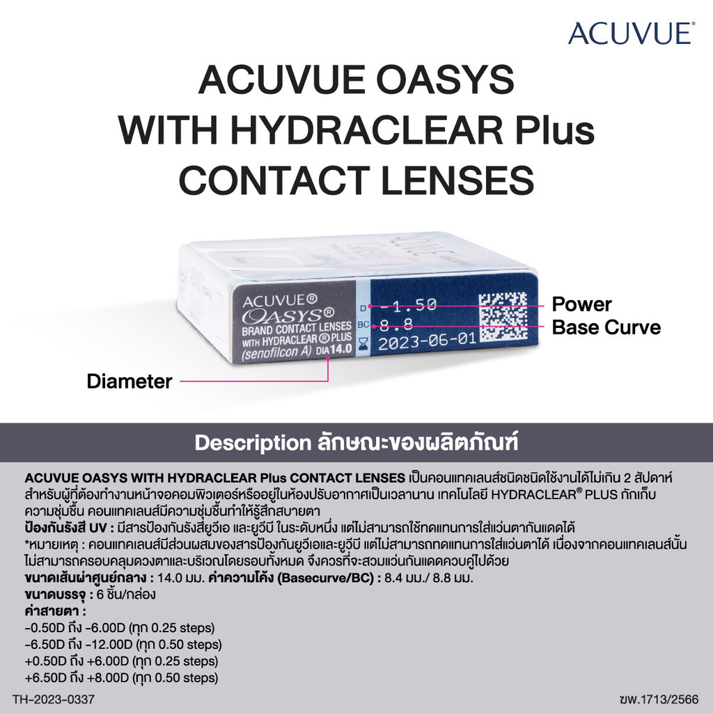 (ทักแชทรับโค้ด) Acuvue Oasys 2 WEEK คอนแทคเลนส์รายสองสัปดาห์ (6ชิ้น/กล่อง) - รูปที่ 5