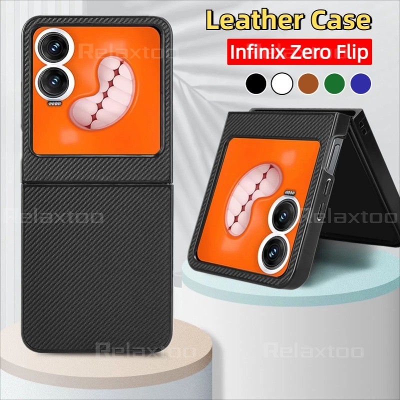 แฟชั่น Matte คาร์บอนไฟเบอร์รูปแบบปลอกสําหรับ Infinix Zero Flip ZeroFlip InfinixZeroFlip 5G Anti-fall หนังหรูหราเคสโทรศัพท์กันกระแทกป้องกันปกหลังปลอก