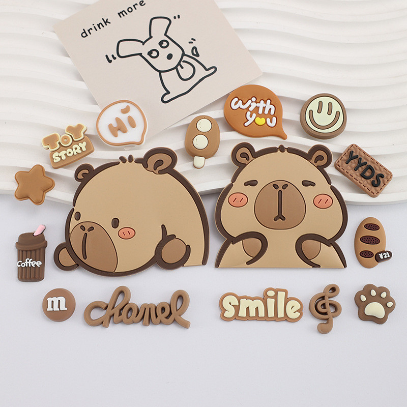 Capybara PVC ยางนุ่มตกแต่ง Handmade diy อุปกรณ์เสริมเคสโทรศัพท์ IPAD Hole รองเท้าแตะถ้วย Patch