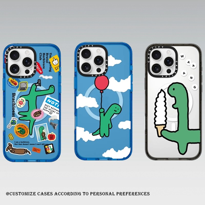 CASETi สติกเกอร์ไดโนเสาร์เคสโทรศัพท์สําหรับ iPhone 16 16Pro 11 12 13 14 15 Plus Pro Max แม่เหล็กอะคริลิคใสปกหลัง JOGGUMAN
