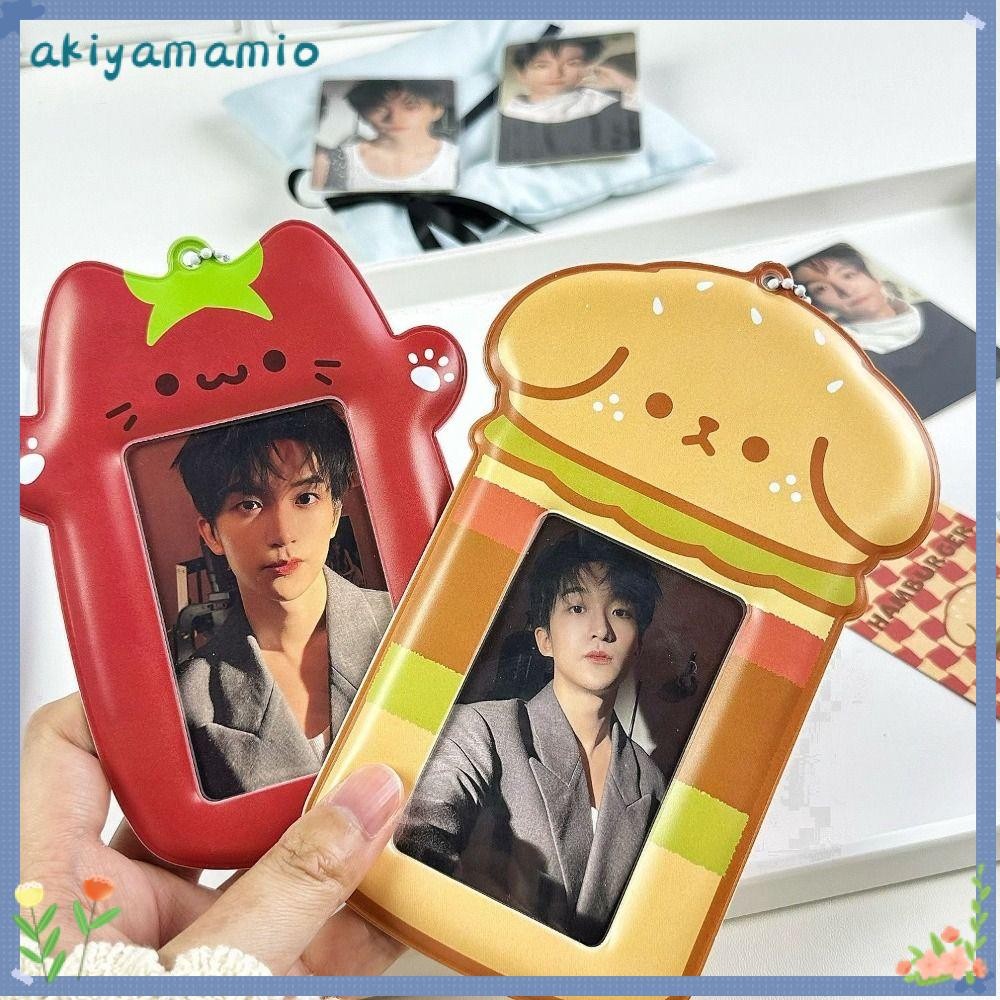 อากิยามามิโอะ แฮมเบอร์เกอร์สุนัข ,กระเป๋าพวงกุญแจมะเขือเทศแมวภาพผู้ถือบัตร,การ์ตูนนักเรียนไอดอลภาพถ่ายฝาครอบป้องกันบัตรภาพจัด