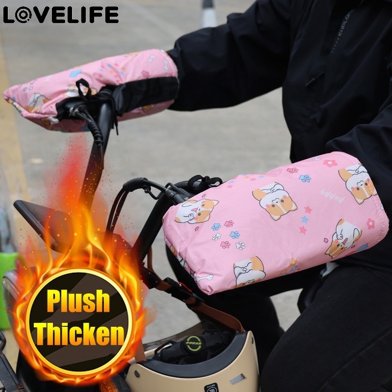 [ที่โดดเด่น] ถุงมือจับขี่จักรยานฤดูหนาว-ฟองน้ําซับความร้อนนวม-ถุงมือแฮนด์รถจักรยานยนต์-windproofกันน้ํามืออุ่น-สําหรับmtbจักรยานจักรยานสกู๊ตเตอร์snowmobile