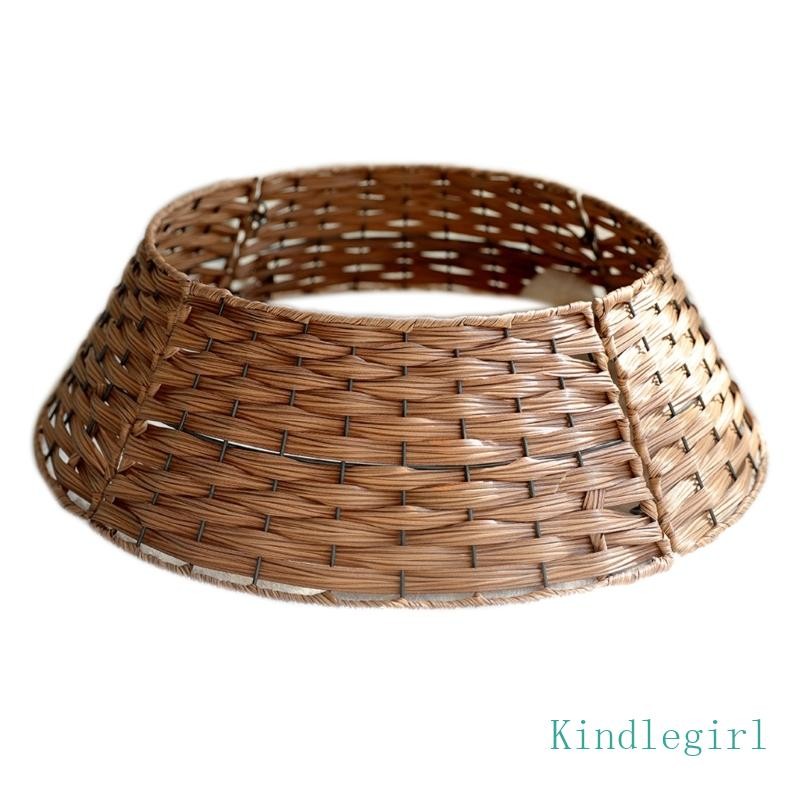 King Elegant FestivalRattan ต้นไม้แหวนต้นคริสต์มาสตกแต่งคอปกกระโปรงทอหวายสีน้ําตาลต้นไม้ฐานปก Charm