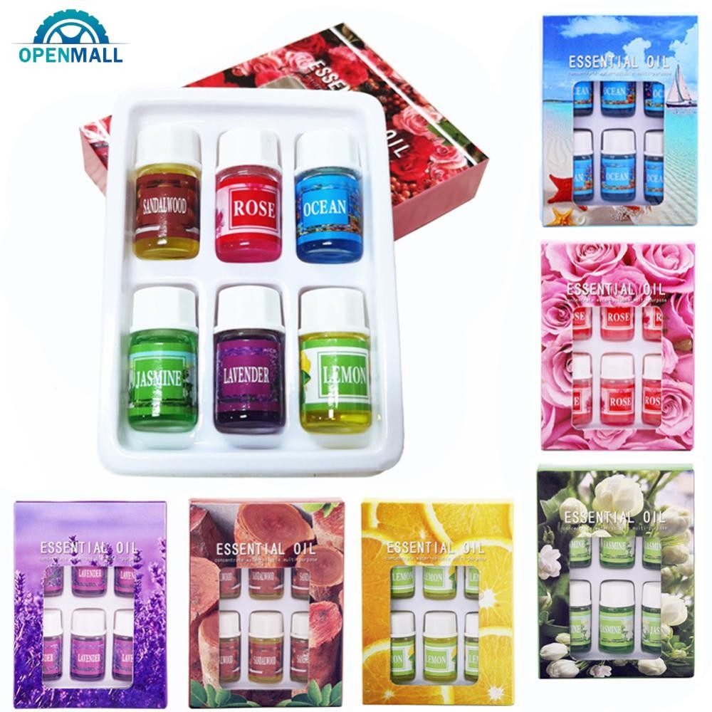 Openmall 6 ชิ้น 3 มิลลิลิตรน้ํามันหอมระเหยในรถยนต์ Aroma Diffuser Air Humidifier ที่ละลายน้ําได้ Air Freshener กลิ่นกลิ่นหอมรถเติมน้ําหอมพร้อมกล่อง T1W4