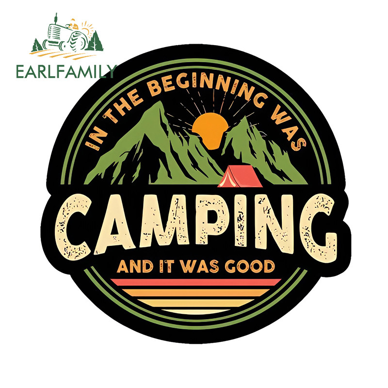 EARLFAMILY Camping Advanture Theme สติกเกอร์รถ Creative โลโก้ออกแบบกันน้ํา Decals Cool Artistic Scratch-Proof รถประตู Protector