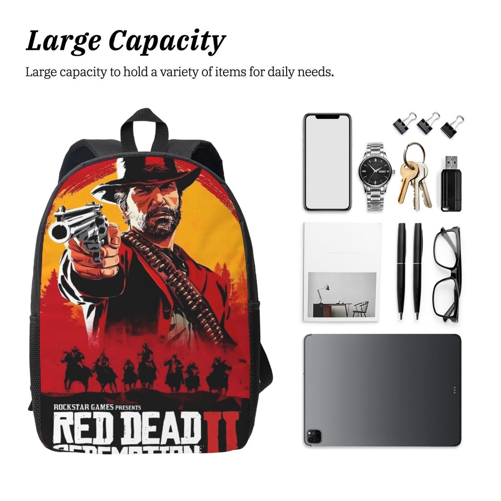 Red Dead Redemption 17in กระเป๋าเป้สะพายหลังน้ําหนักเบาเรียบง่าย