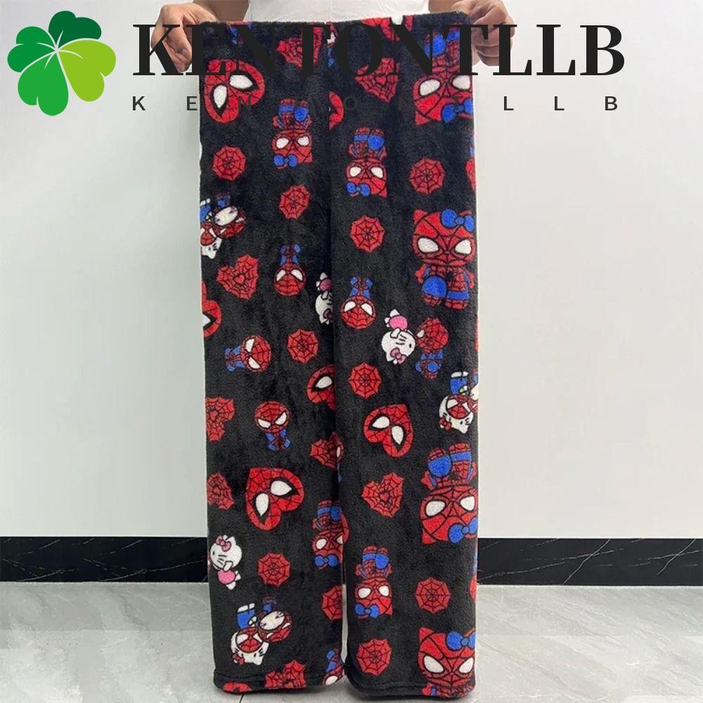 Kentontllb Kitty Cat Pajama กางเกง, การ์ตูน Spider Kitty ขนแกะกางเกง, Ins Love Heart ชุดนอนเอวสูงกางเกงสักหลาดสาว