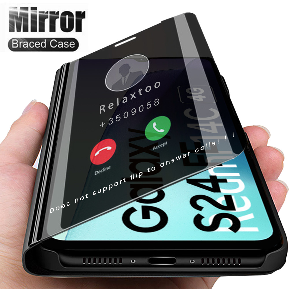 Redmi14c 4Gกรณีหรูหราสมาร์ทกระจกปกหนังสําหรับXiaomi Redmi 14C 4Gแม่เหล็กหนังสือCoque Redmy Radmi 14 