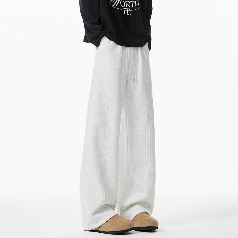 ใหม่ฤดูใบไม้ร่วงผู้ชายเวอร์ชั่นเกาหลีของเอวสูงแห้งเร็วระบายอากาศลาย drawstring กางเกงขายาวตรง
