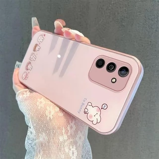 Samsung A56 A55 A54 A53 A52 A16 A14 A15 5GกรณีSamsung S23 FE S24 S23 Plus 5Gกรณีหรูหรา Liquid Glassกันกระแทกพร้อมกล้องProtectorเคสโทรศัพท์น่ารักการ์ตูนกระต่ายกรณี