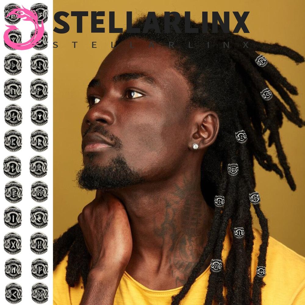 Stellarlinx 24 ชิ้น/เซ็ตไวกิ้ง Runes ลูกปัด, DIY TIWAZ TYR Sol Rune ผม Braid Beard, Odal Futhark Run