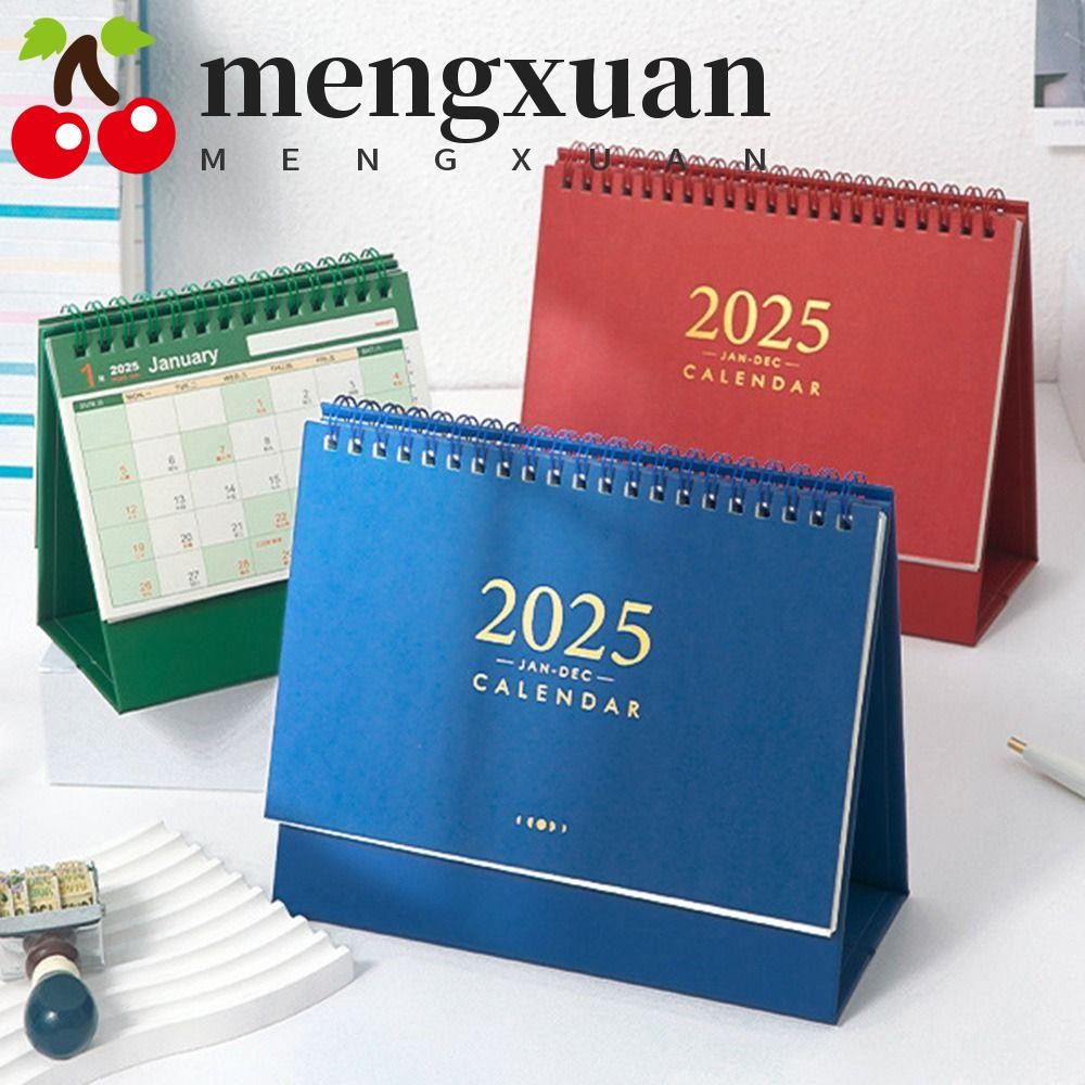 Mengxuan ปฏิทินตั้งโต๊ะ, กระดาษหนา 2025 2024-2025 ปฏิทิน, เรียบง่ายแบบพกพา Creative พร้อมสติกเกอร์ Time Manegement Organizer ของขวัญ