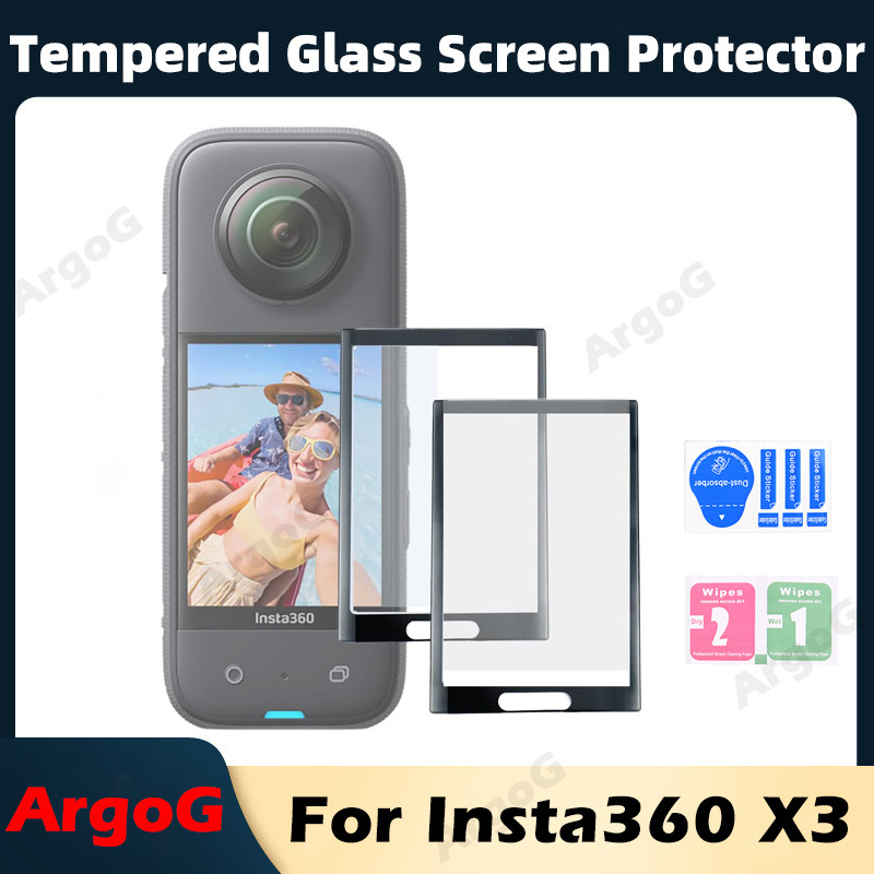 ArgoG ฟิล์มกันรอยกระจกนิรภัยสำหรับ Insta360 X3 ความแข็ง 9H ทนรอยขีดข่วน อุปกรณ์เสริม Insta360 X3