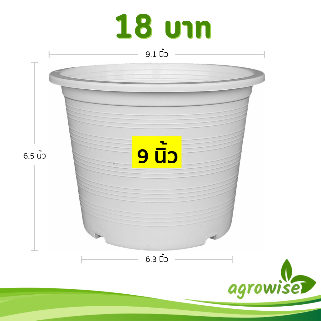 กระถาง กระถางต้นไม้ ทรงกลม เบอร์ 9 นิ้ว สีขาว Bundle 50 ใบ ชิ้น อัน