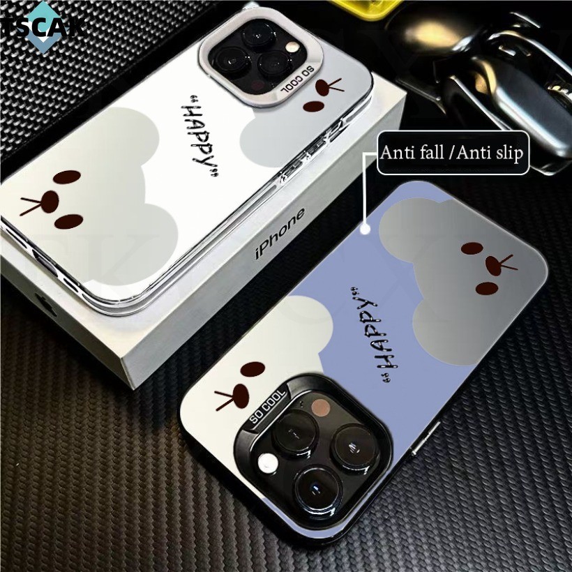 เคสกันกระแทกหมีน่ารักสําหรับ iPhone AIR 17 Pro Max 17 Pro เคสป้องกันสีเงินฝ้า