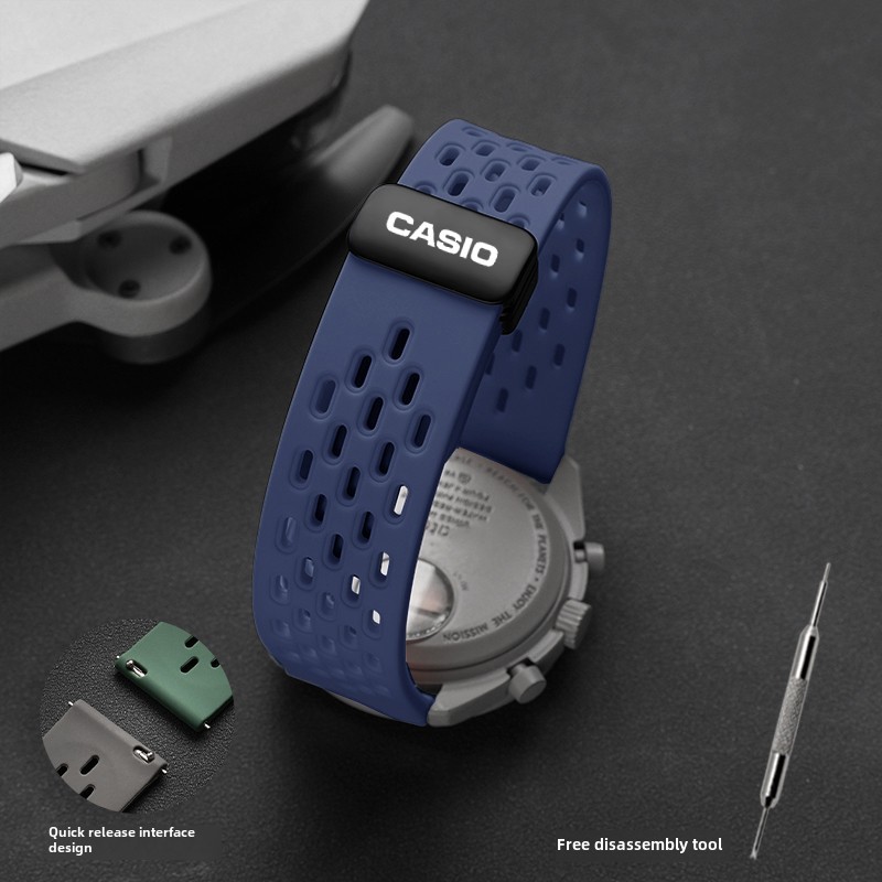 20 มม.22 มม.ซิลิโคนสําหรับ Casio Magnetic Breathable สายนาฬิกาซิลิโคนผู้ชาย EFV540/506/EFR-303 ยาง Band Sporty Casual สบาย Breathable เปลี่ยนสร้อยข้อมือ