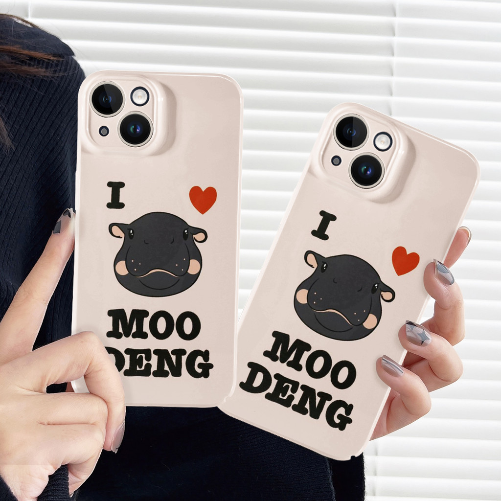 หมูเด้ง Moodeng hippo สําหรับiphone 16 Pro Max 15 14 XR 13 12 11 Pro Max 8 7 6 6S Plus X Xs Max Se 2020 13 12 11 Glossy TPU Soft Case ShockProofกล้องป้องกัน